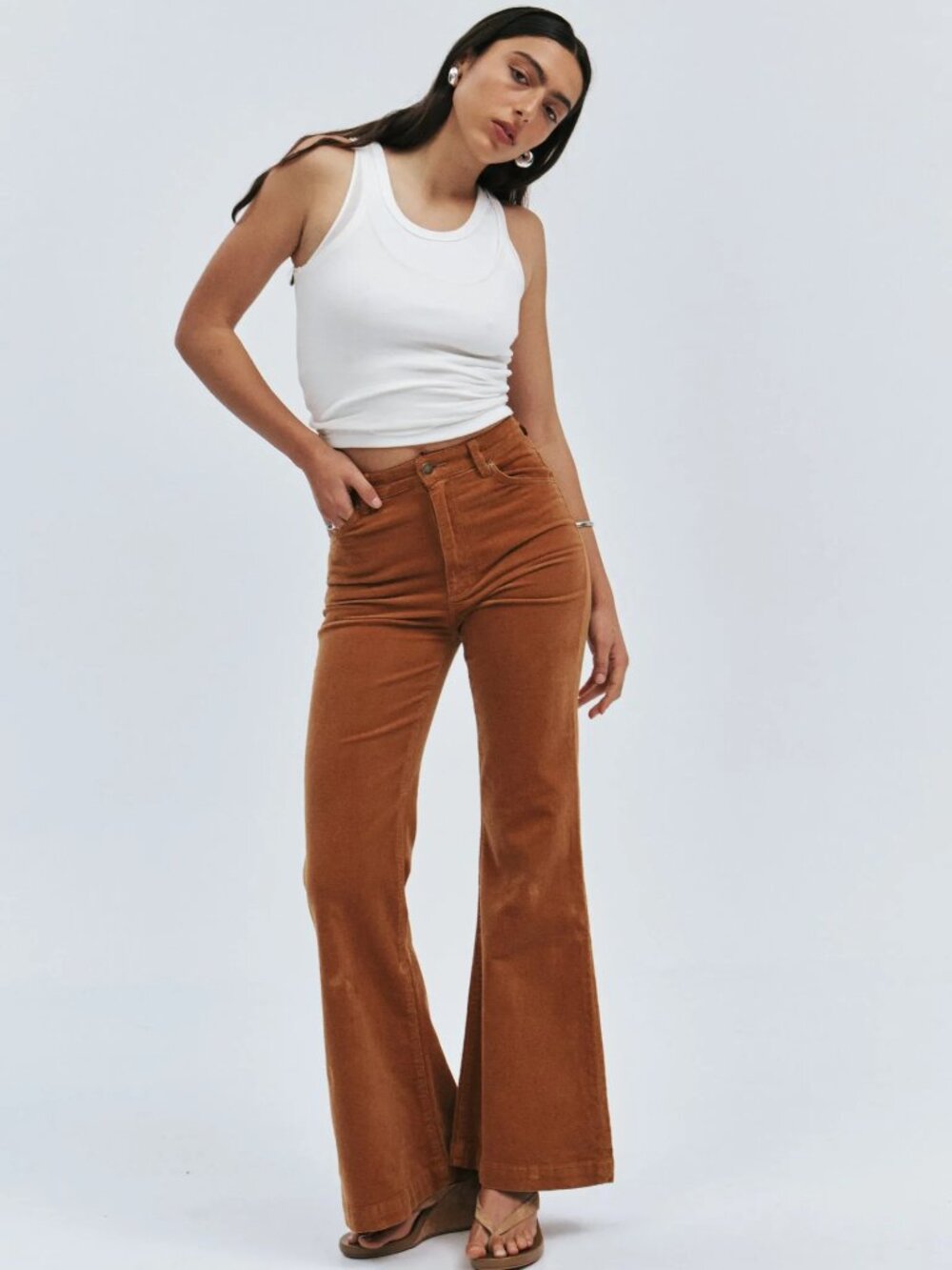 Eastcoast Flare Corduroy Pants in Caramel Tan sz29